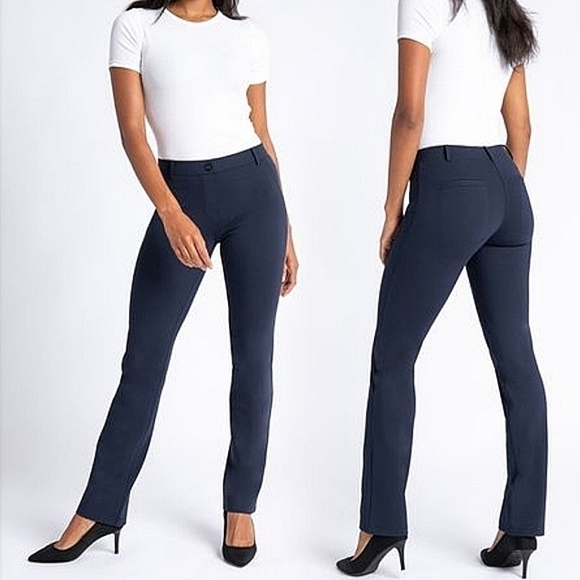 Betabrand Pants - Betabrand Navy Blue Classic Straight-Leg Dress Yoga Pant